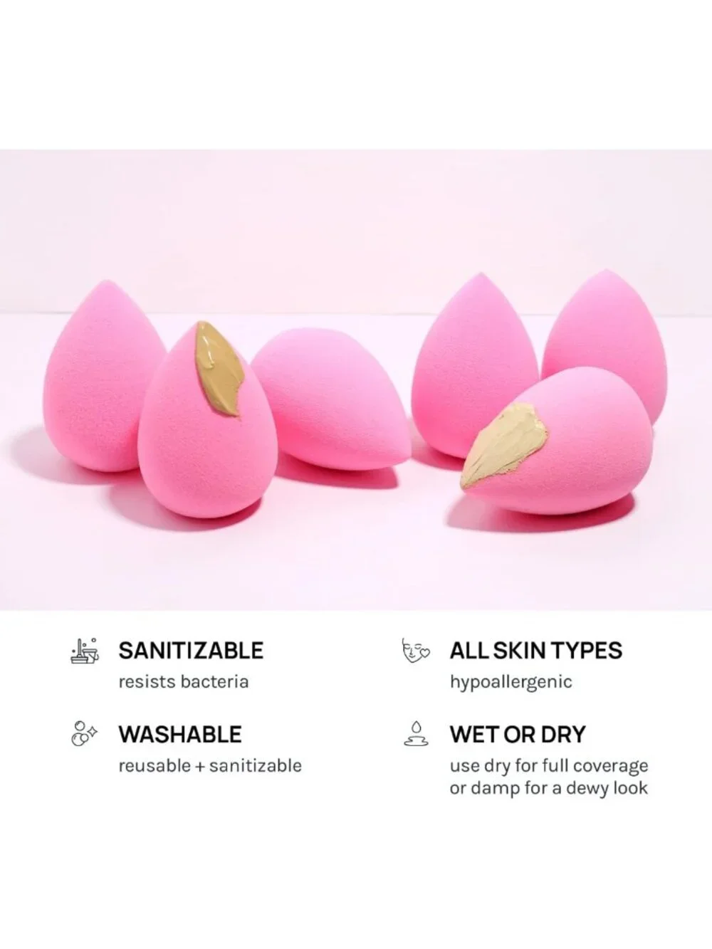 Latex-Free Makeup Sponge Set of 6 - Super Soft Blenders for Powder, Cream